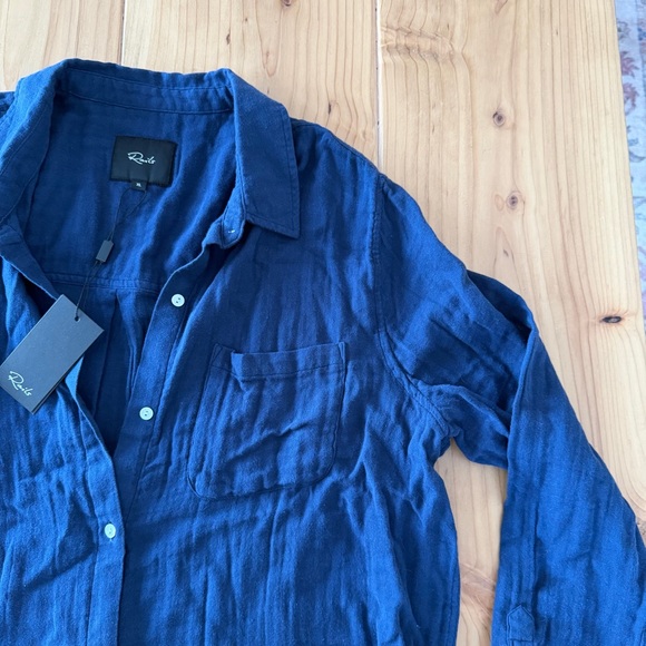 Club Room Deep Blue Button-Up Blouse - Picture 2 of 7